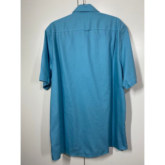 Nordstrom Ocean Blue Regular Fit Cotton Short Sleeve Button Down Shirt Size XXL - Picture 4 of 9
